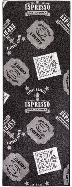Breno Kusový koberec COFFEE PATTERN 95, Černá, Vícebarevné, 67 x 180 cm