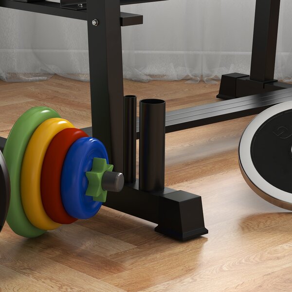 SPORTNOW Stojan na činky, regál na činky se 3 policemi, úložiště na činky a kettlebelly, kapacita až 200 kg, ocel, černá, 131 x 75 x 80 cm | Aosom