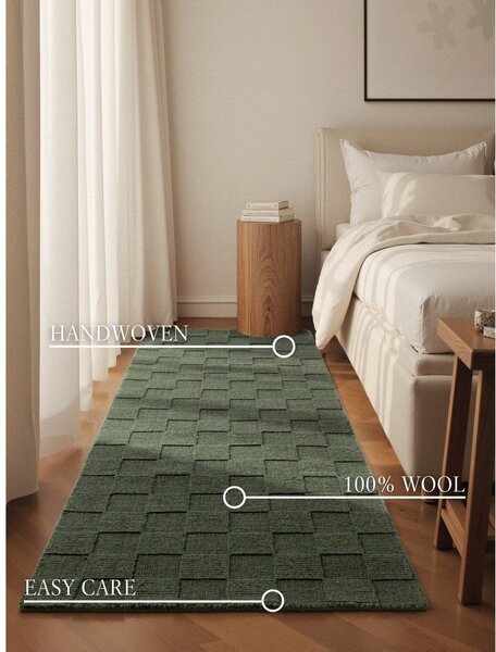 Tmavě zelený ručně tkaný vlněný běhoun 80x200 cm Scala – Villeroy&Boch