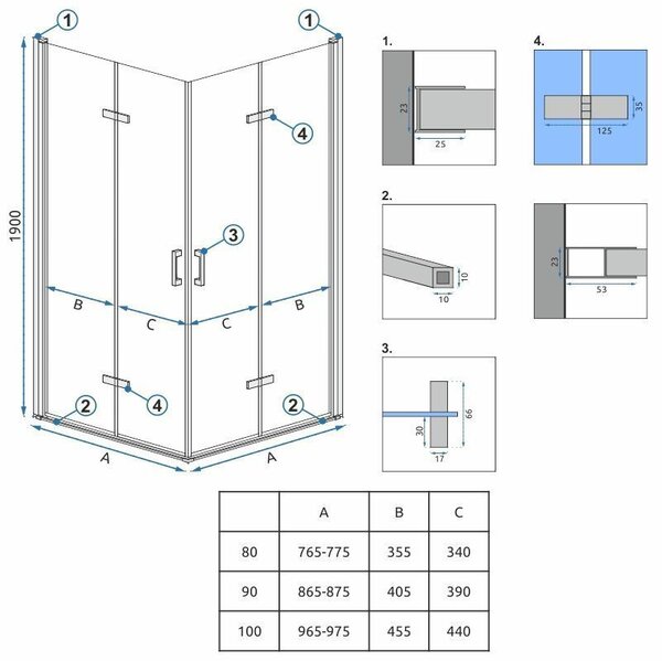 Sprchový Kout REA MOLIER CHROME DOUBLE 80X90