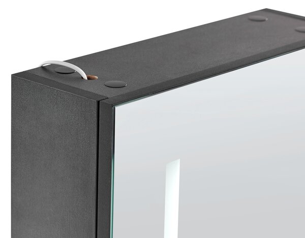 Nástěnná zrcadlová skříňka do koupelny LED CAMERON 40 cm 60 cm Černá