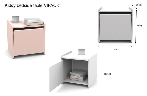 Bílý dětský noční stolek Vipack Kiddy