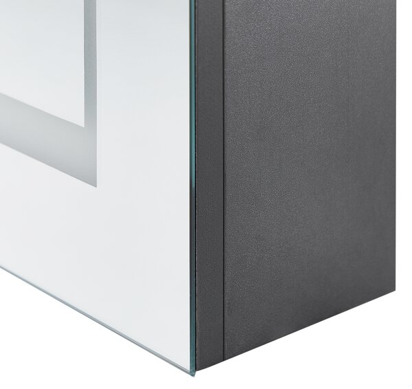 Nástěnná zrcadlová skříňka do koupelny LED MALASPINA 40 cm 60 cm Černá