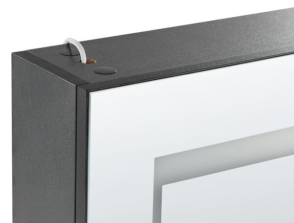 Nástěnná zrcadlová skříňka do koupelny LED MALASPINA 40 cm 60 cm Černá