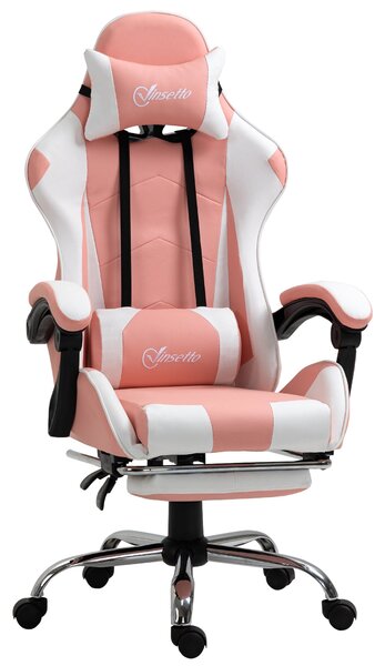 Herní židle Vinsetto - ergonomická kancelářská židle s opěrkou hlavy, masážním bederním polštářem, podnožkou, otočná hráčská židle PC s připojitelnými