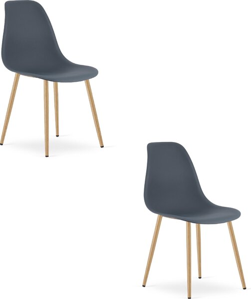 Židle WAT z tmavé břidlice / nohy z přírodní kůže x 2