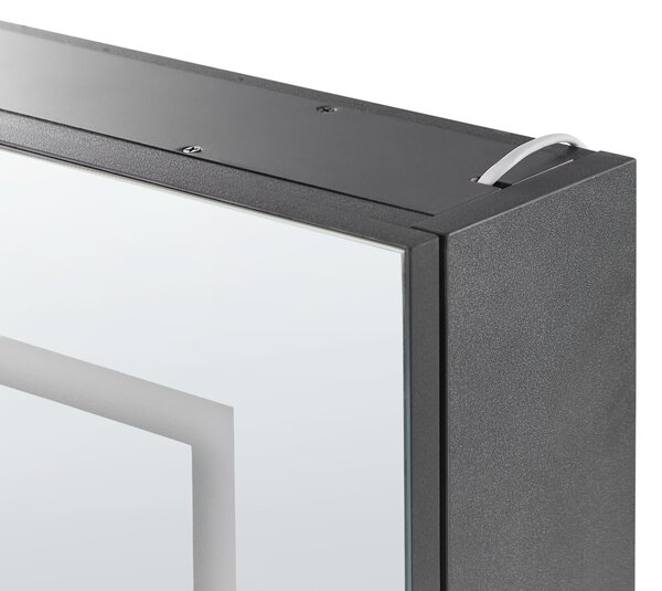 Nástěnná zrcadlová skříňka do koupelny LED MAZARREDO 60 cm 60 cm Černá