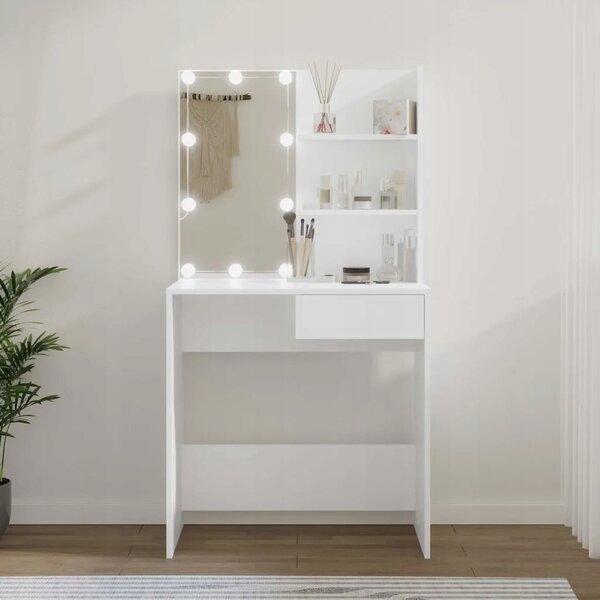 Kosmetický stolek s LED osvětlením, bílý, 74,5x40x141 cm
