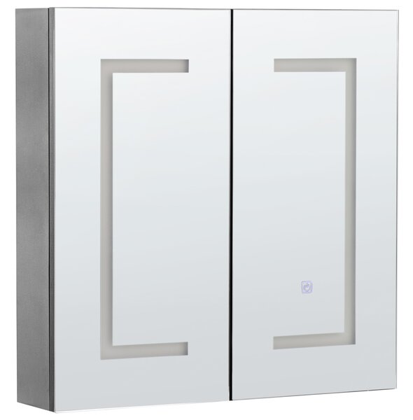 Nástěnná zrcadlová skříňka do koupelny LED MAZARREDO 60 cm 60 cm Černá
