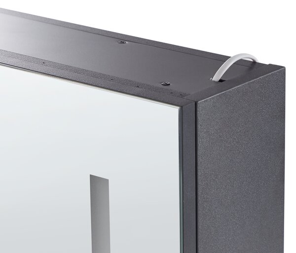 Nástěnná zrcadlová skříňka do koupelny LED CHABUNCO 60 cm 60 cm Černá