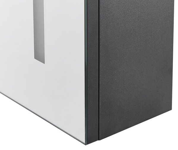 Nástěnná zrcadlová skříňka do koupelny LED CHABUNCO 60 cm 60 cm Černá