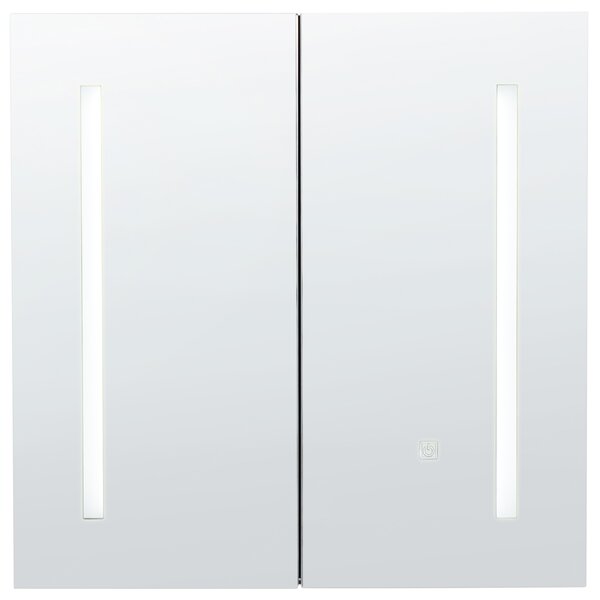 Nástěnná zrcadlová skříňka do koupelny LED CHABUNCO 60 cm 60 cm Černá