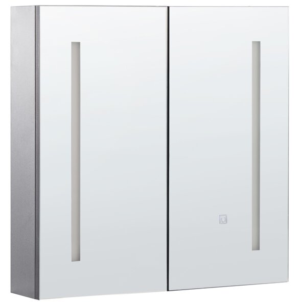 Nástěnná zrcadlová skříňka do koupelny LED CHABUNCO 60 cm 60 cm Černá