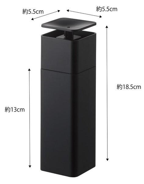 Černý dávkovač saponátu Yamazaki Tower, 250 ml