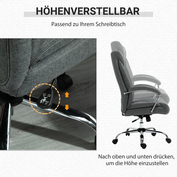 Vinsetto kancelářská židle s houpací funkcí - ergonomická židle s polstrovanými opěrkami a opěrkou hlavy, výškově nastavitelná, otočná židle s opěradl