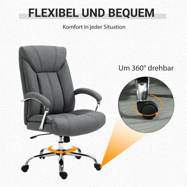 Vinsetto kancelářská židle s houpací funkcí - ergonomická židle s polstrovanými opěrkami a opěrkou hlavy, výškově nastavitelná, otočná židle s opěradl