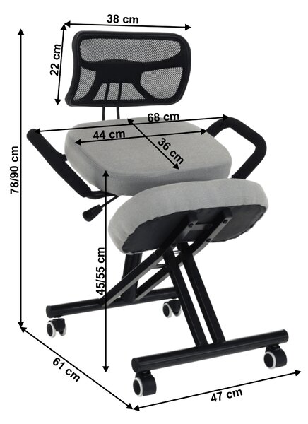 KONDELA Ergonomická kľakačka, šedohnědá taupe / černá, RUFUS