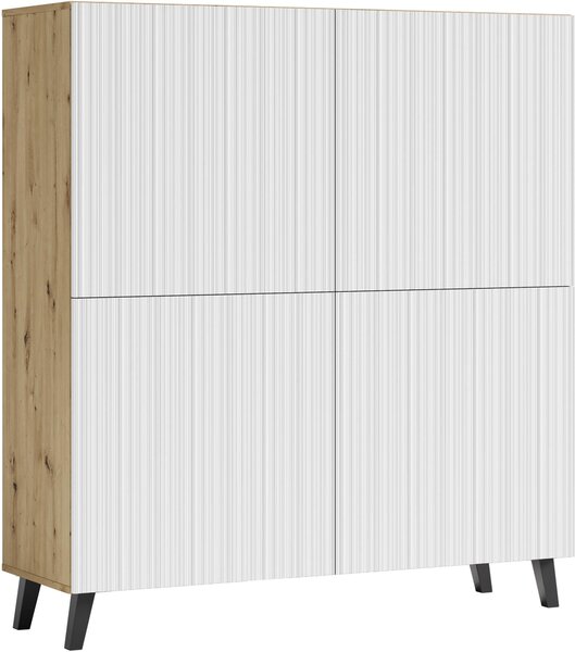 VYSOKÁ KOMODA, bílá, dub artisan, 120/130/39 cm Livetastic - Online Only obývací stěny, Online Only