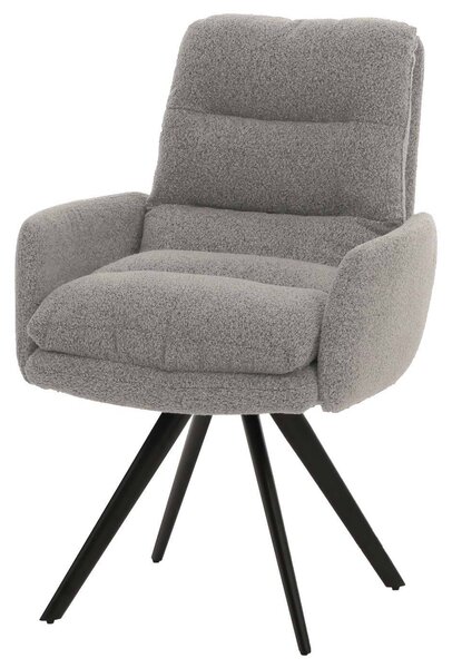 Jídelní židle HWC-G66, kuchyňská židle židle, otočná automatická poloha látka/textil bouclé MVG světle šedá, s područkou