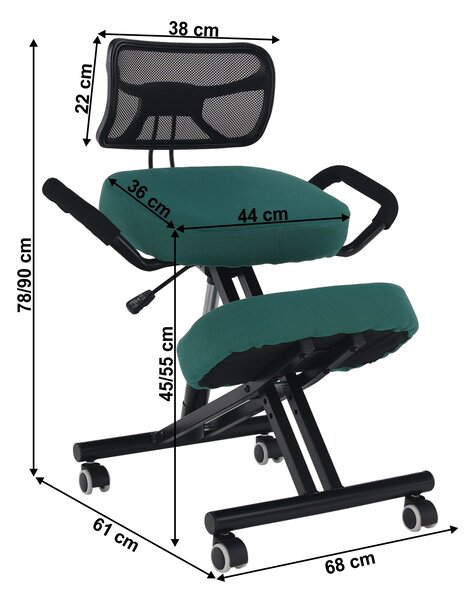 KONDELA Ergonomická klekačka, zelená/černá, RUFUS