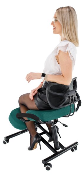 KONDELA Ergonomická klekačka, zelená/černá, RUFUS