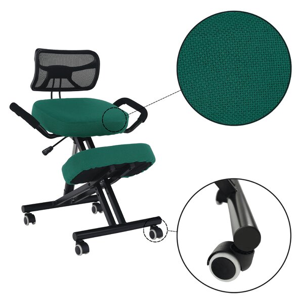 KONDELA Ergonomická klekačka, zelená/černá, RUFUS
