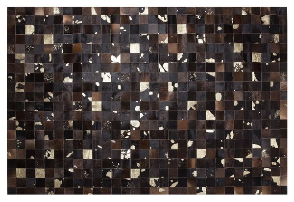 Hnědozlatý patchwork kožený koberec 140x200 cm - BANDIRMA