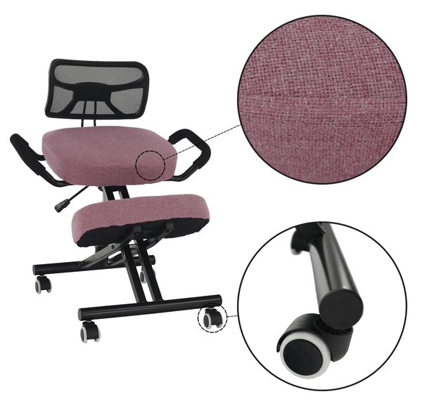 KONDELA Ergonomická klekačka, růžová/černá, RUFUS