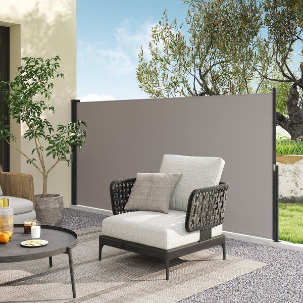 Útulný boční markýza Outsunny s možností tažení pro balkon, terasu a zahradu, šedá, 300 x 140 cm | Aosom