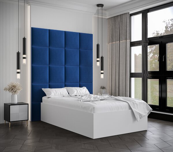 Jednolůžko s čalouněnými panely MIA 3 - 120x200, bílé, modré panely