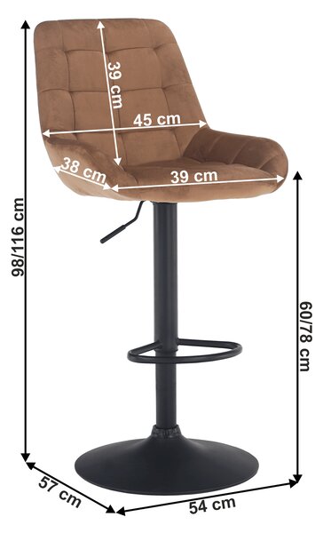 KONDELA Barová židle, hnědá Velvet látka CHIRO NEW