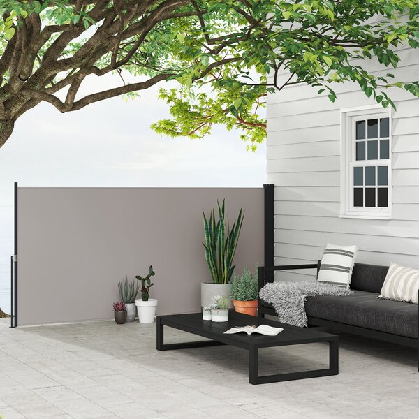 Útulný boční markýza Outsunny s možností tažení pro balkon, terasu a zahradu, šedá, 300 x 140 cm | Aosom