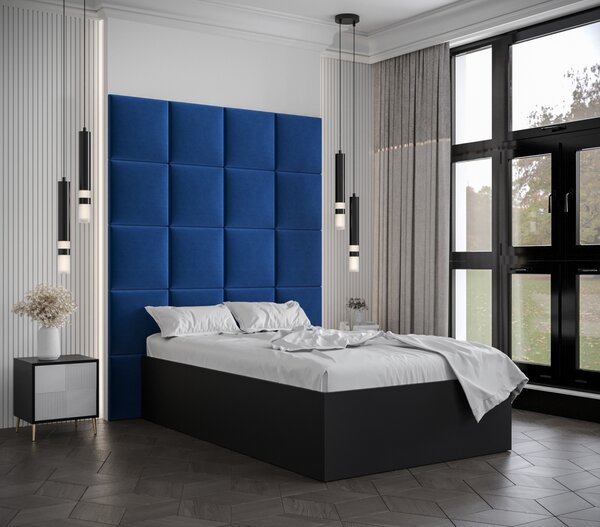 Jednolůžko s čalouněnými panely MIA 3 - 120x200, černé, modré panely