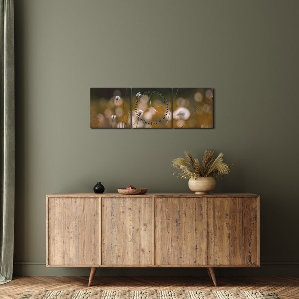 Obraz - Louka s cottongrass N⁰2 (s hodinami) (90x30 cm)
