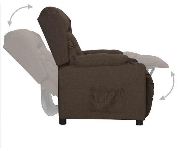 Polohovací křeslo tmavě hnědé textil 339053