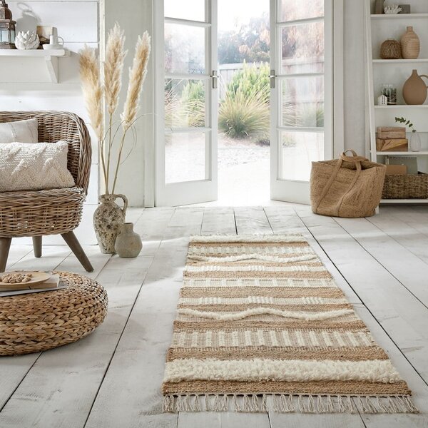 Béžový jutový běhoun Flair Rugs Medina, 60 x 230 cm