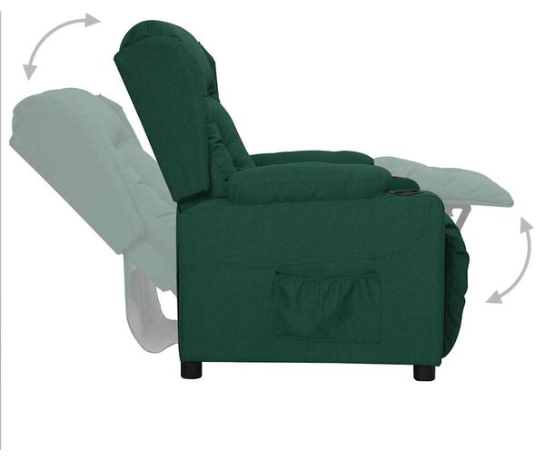 Polohovací křeslo tmavě zelené textil 339054