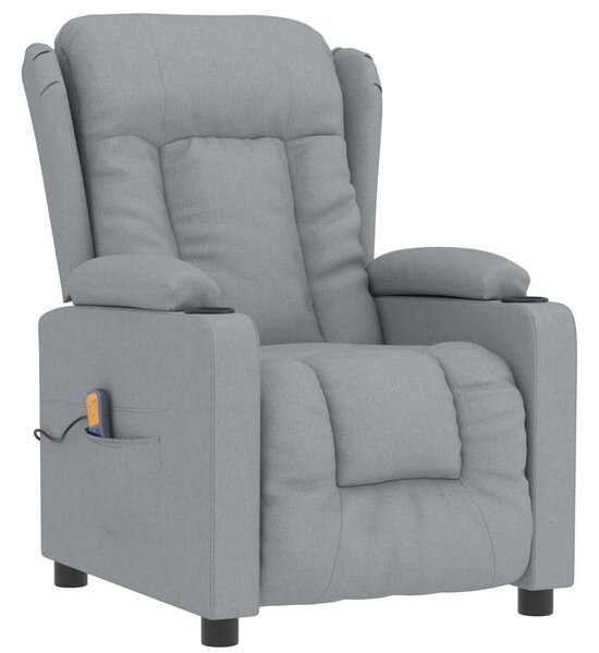 Masážní křeslo světle šedé textil 339058