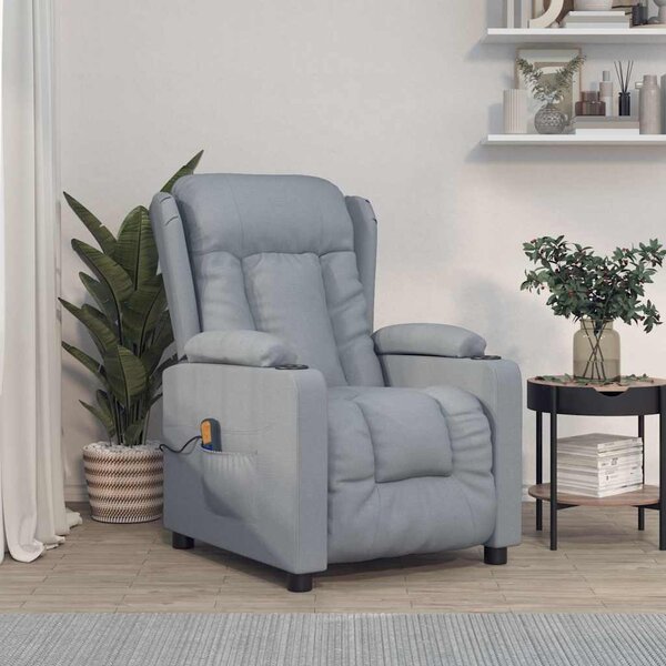 Masážní křeslo světle šedé textil 339058