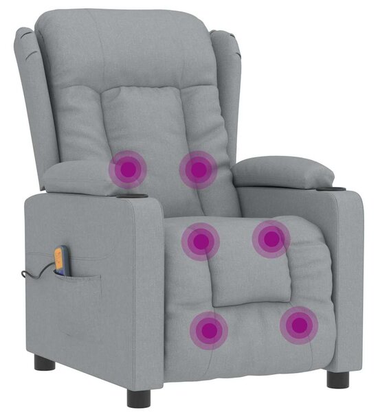 Masážní křeslo světle šedé textil 339058