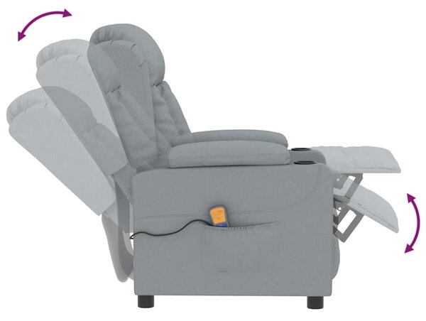 Masážní křeslo světle šedé textil 339058