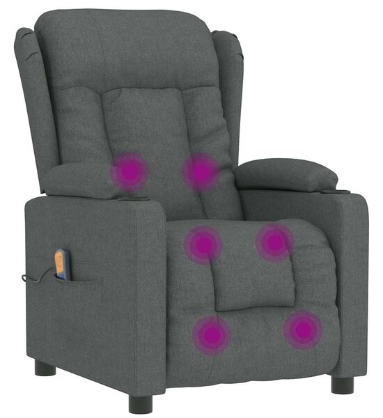 Masážní křeslo tmavě šedé textil 339059