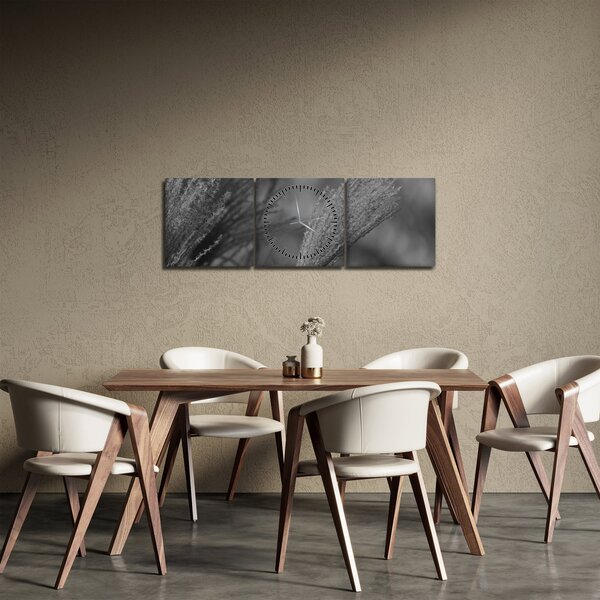 Obraz - Sušená pampová tráva (s hodinami) (90x30 cm)