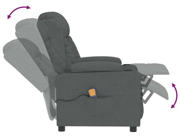 Masážní křeslo tmavě šedé textil 339059