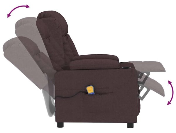 Masážní křeslo tmavě hnědé textil 339063