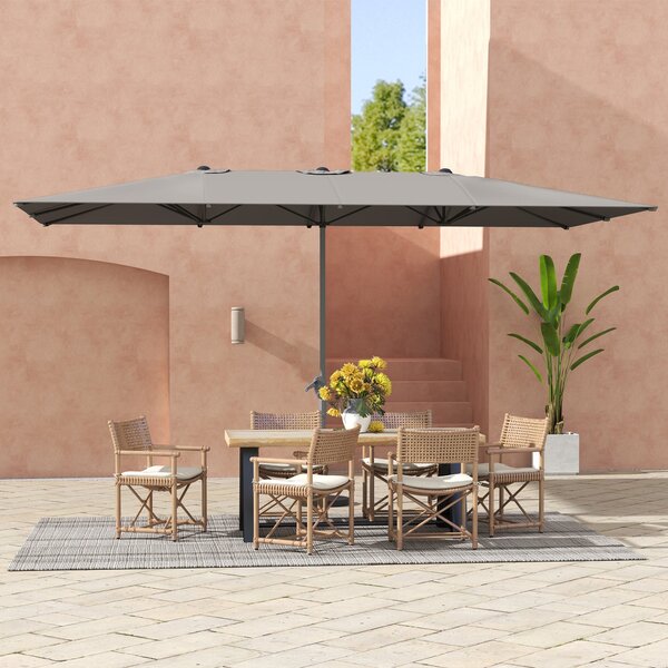 Outsunny Dvousedlový Slunečník s Kličkou 451 x 264 cm, UV Ochrana 50+, windproof Zahradní Slunečník, Balkonový Slunečník, Hliníkový Trhací Slunečník p