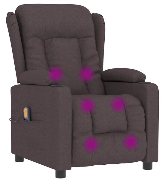 Masážní křeslo tmavě hnědé textil 339063