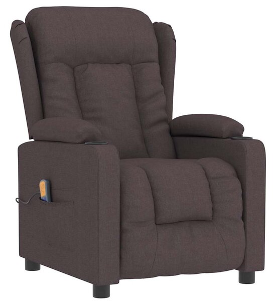 Masážní křeslo tmavě hnědé textil 339063