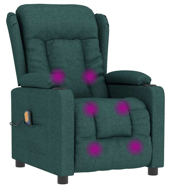 Masážní křeslo tmavě zelené textil 339064