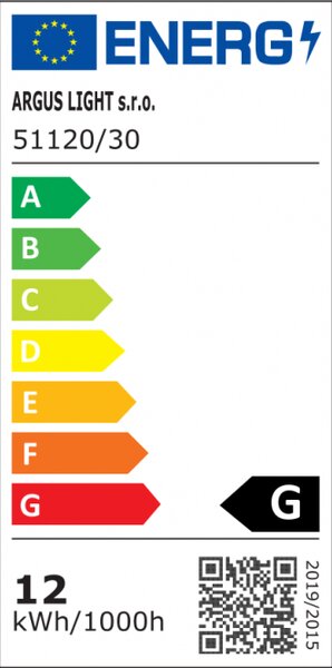 Arguslight 51120/30/12W BM Stropní svítidlo OPTIMA LED 12W bílé sklo : Barva LED - 3000K, Háčky - chrom